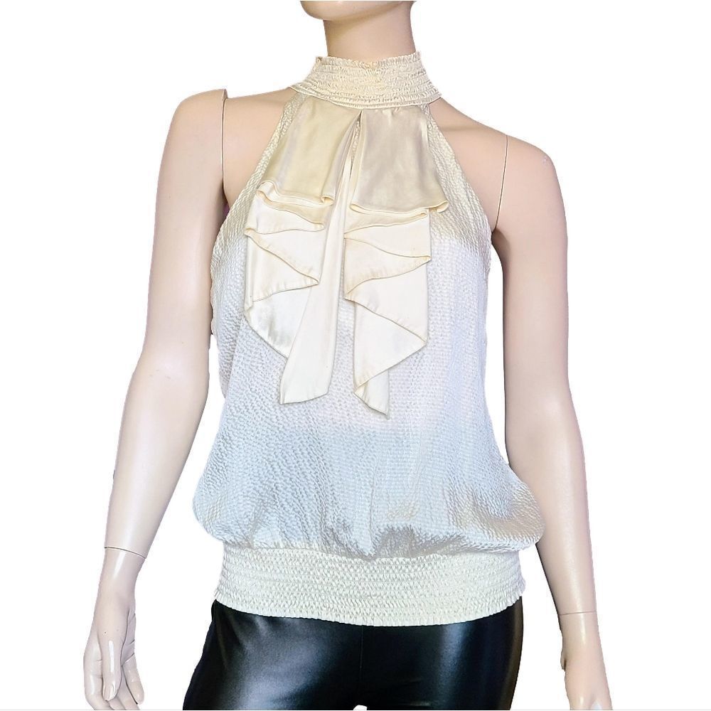 Pleated Front Silk Halter Top